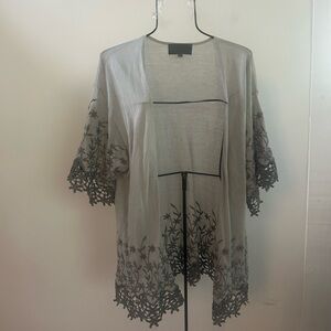 Anthropologie‎ gray embroidered sweater medium